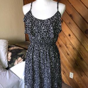 Black and white animal print sundress with Ruffle